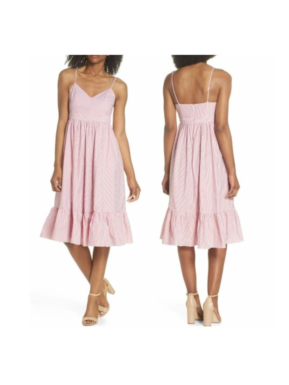 ⭐J.Crew Sz 0 Women's Dress Drapey Spaghetti-strap Providence White Red H9679 New